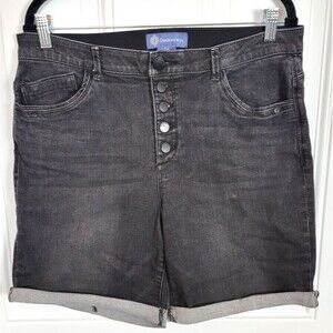 Democracy Absolution Denim Shorts Size 14 Black Wash Button-Fly